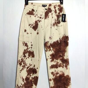 NWT Hot Topic Tie Dye Cargo Pants, Brown/Tan, Size 7